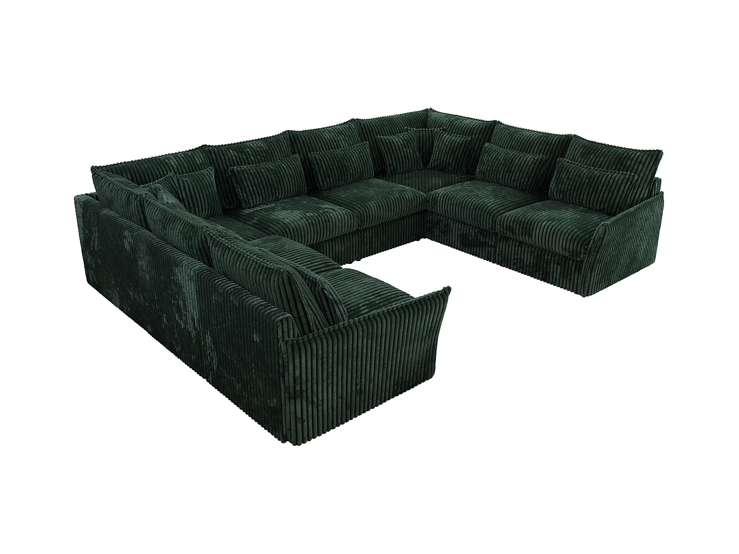 Ecksofa VERSO U8M - modulare U-förmige Ecke mit Armlehnen, Wohnlandschaft, Ecksofa XXL, lose Kissen - Grün Cord