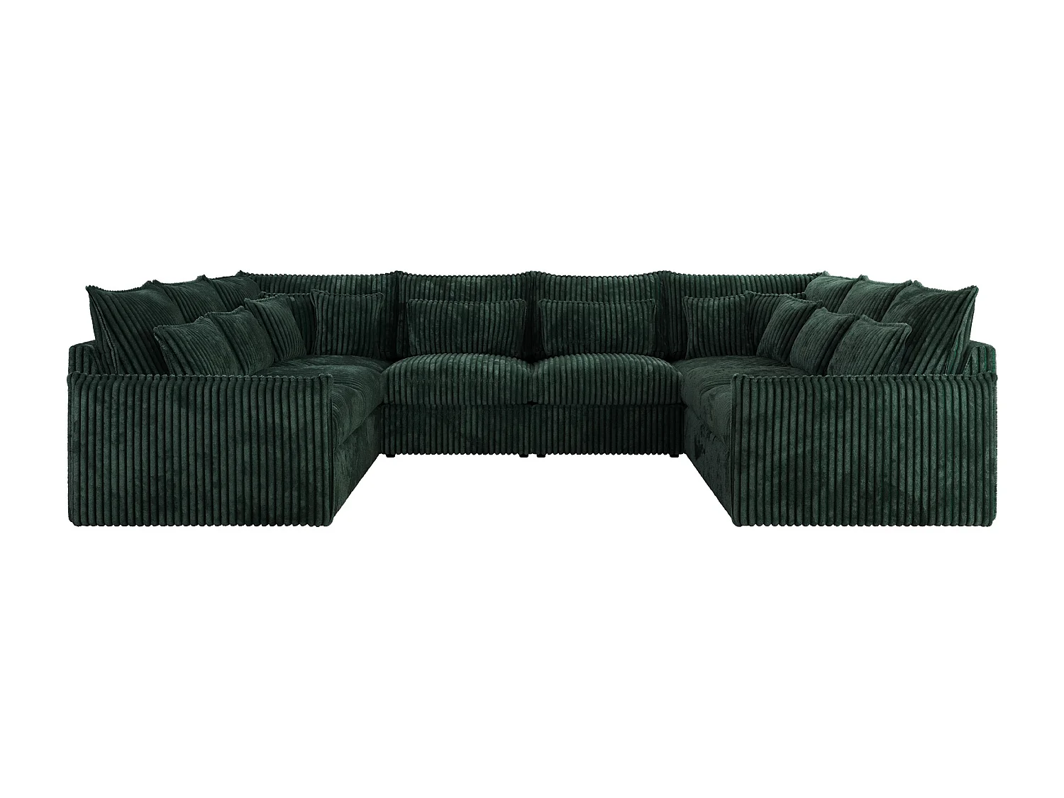 Ecksofa VERSO U8M - modulare U-förmige Ecke mit Armlehnen, Wohnlandschaft, Ecksofa XXL, lose Kissen - Grün Cord