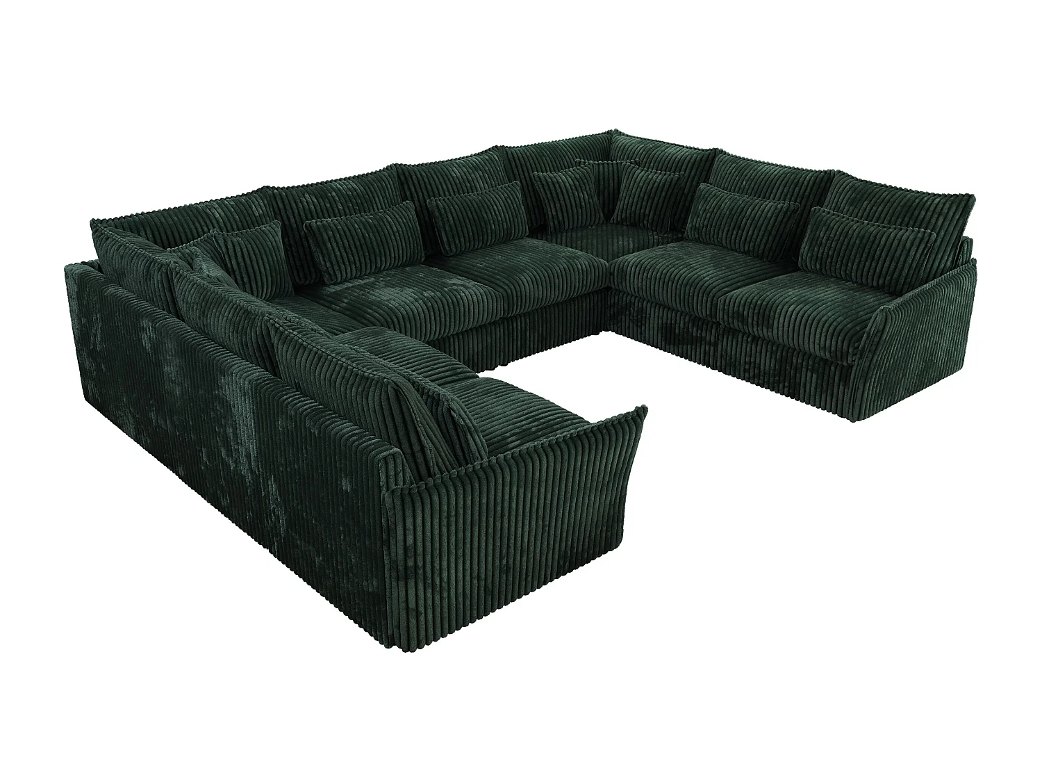 Ecksofa VERSO U8M - modulare U-förmige Ecke mit Armlehnen, Wohnlandschaft, Ecksofa XXL, lose Kissen - Grün Cord