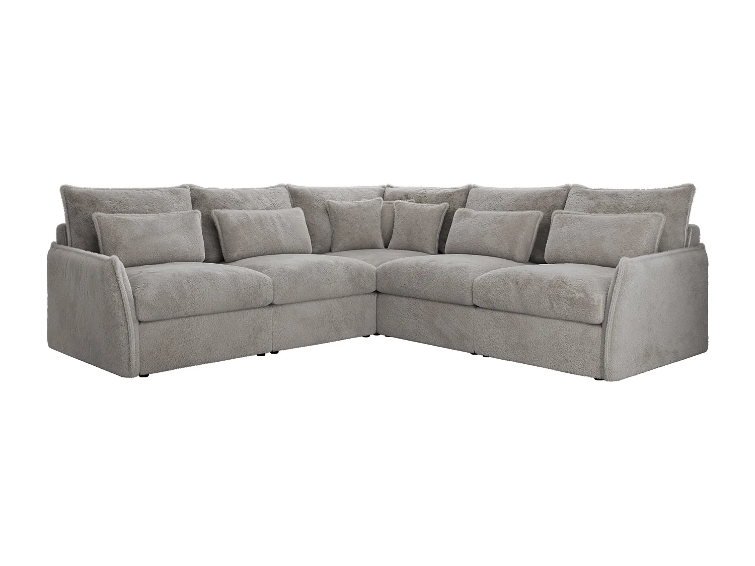 Ecksofa VERSO - modulare L-förmige Ecke, lose Kissen, Wohnlandschaft - Hellgrau Plüsch
