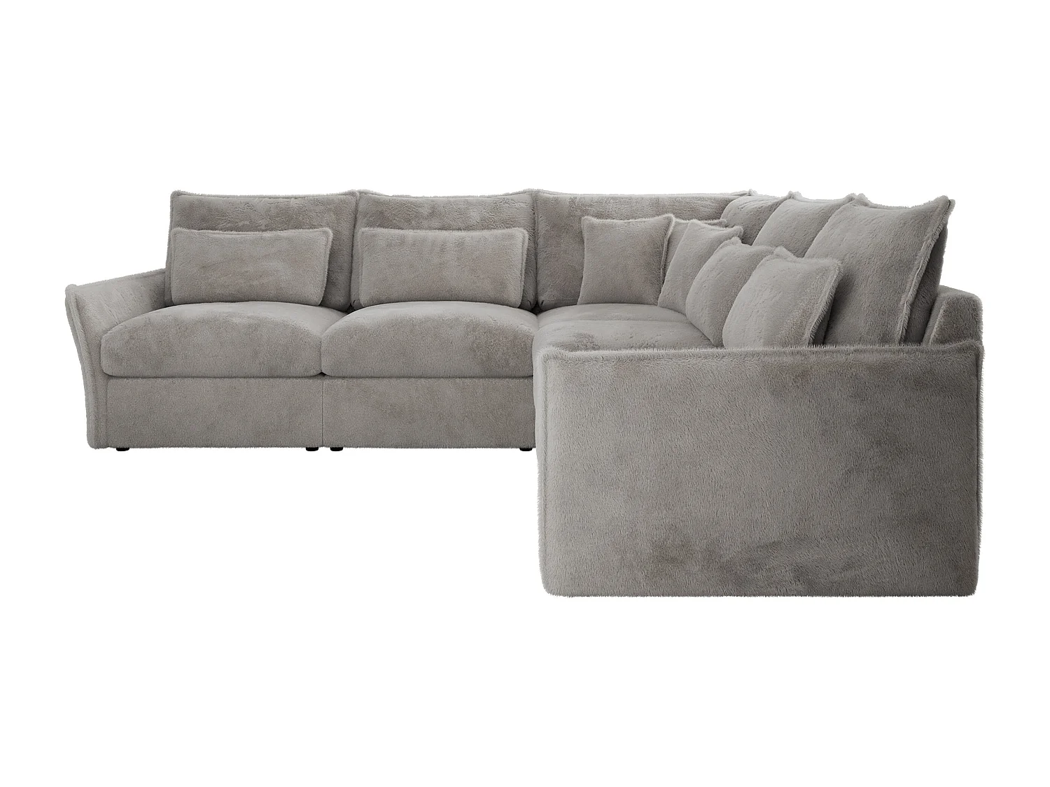 Ecksofa VERSO - modulare L-förmige Ecke, lose Kissen, Wohnlandschaft - Hellgrau Plüsch
