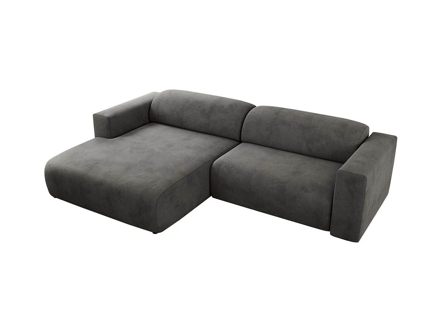 Ecksofa PASADENA - mit Armlehnen, Wohnlandschaft, freistehendes Sofa, große Ecke - Dunkelgrau Velvet - Ecke Links
