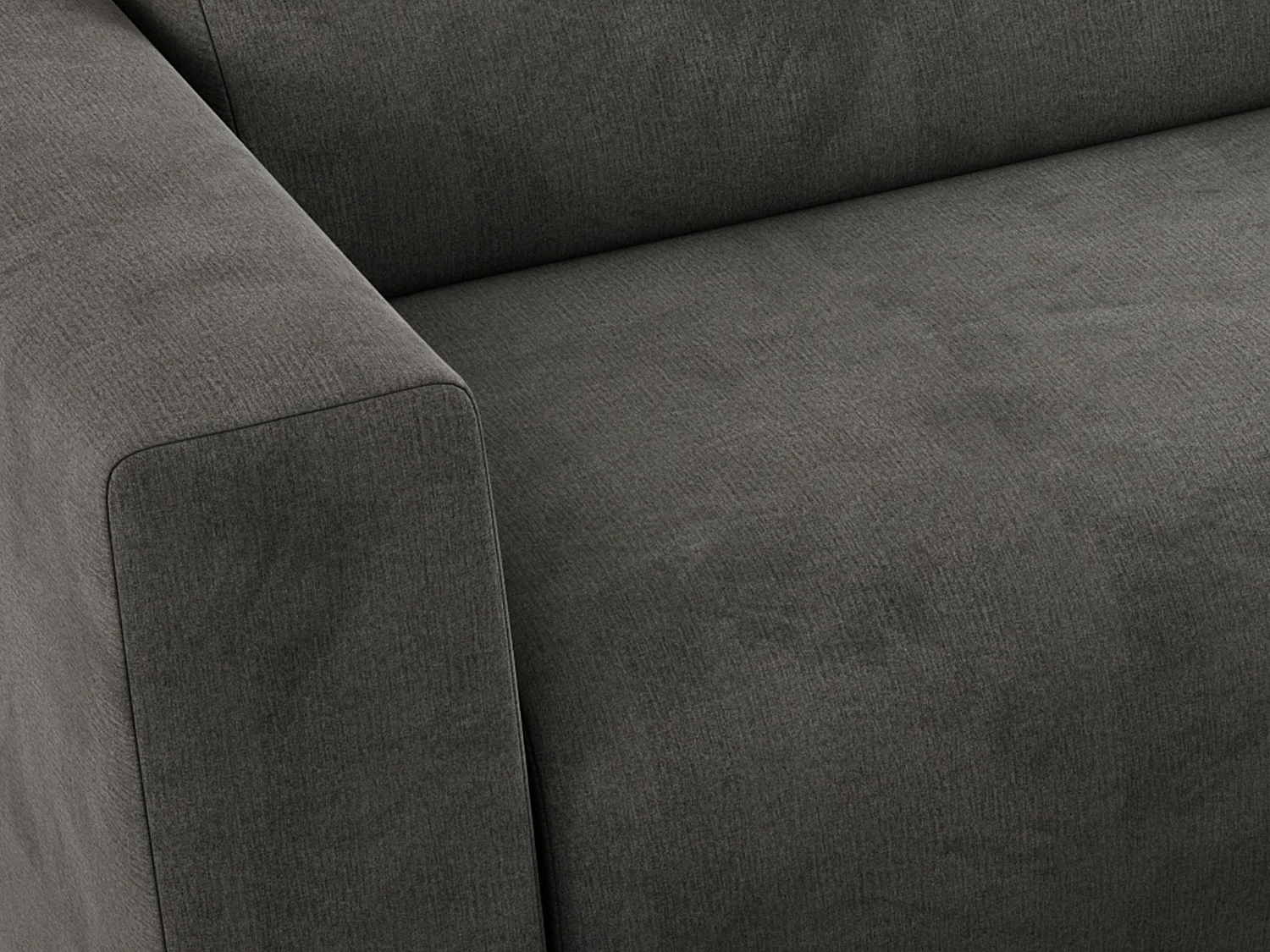 Ecksofa PASADENA - mit Armlehnen, Wohnlandschaft, freistehendes Sofa, große Ecke - Dunkelgrau Velvet - Ecke Links