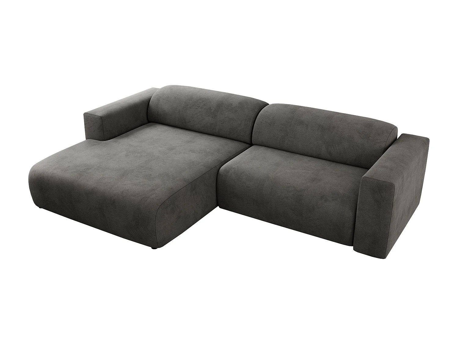 Ecksofa PASADENA - mit Armlehnen, Wohnlandschaft, freistehendes Sofa, große Ecke - Dunkelgrau Velvet - Ecke Links