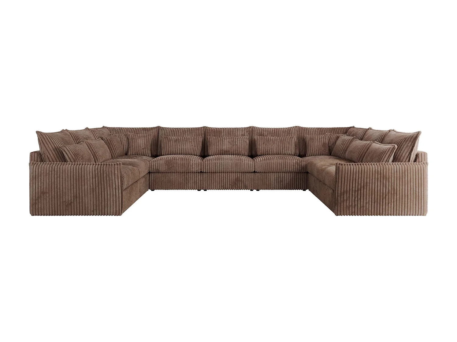 Ecksofa VERSO U9M - XXL Wohnlandschaft Ecke, modulare, Armlehnen und lose Kissen - Braun Cord