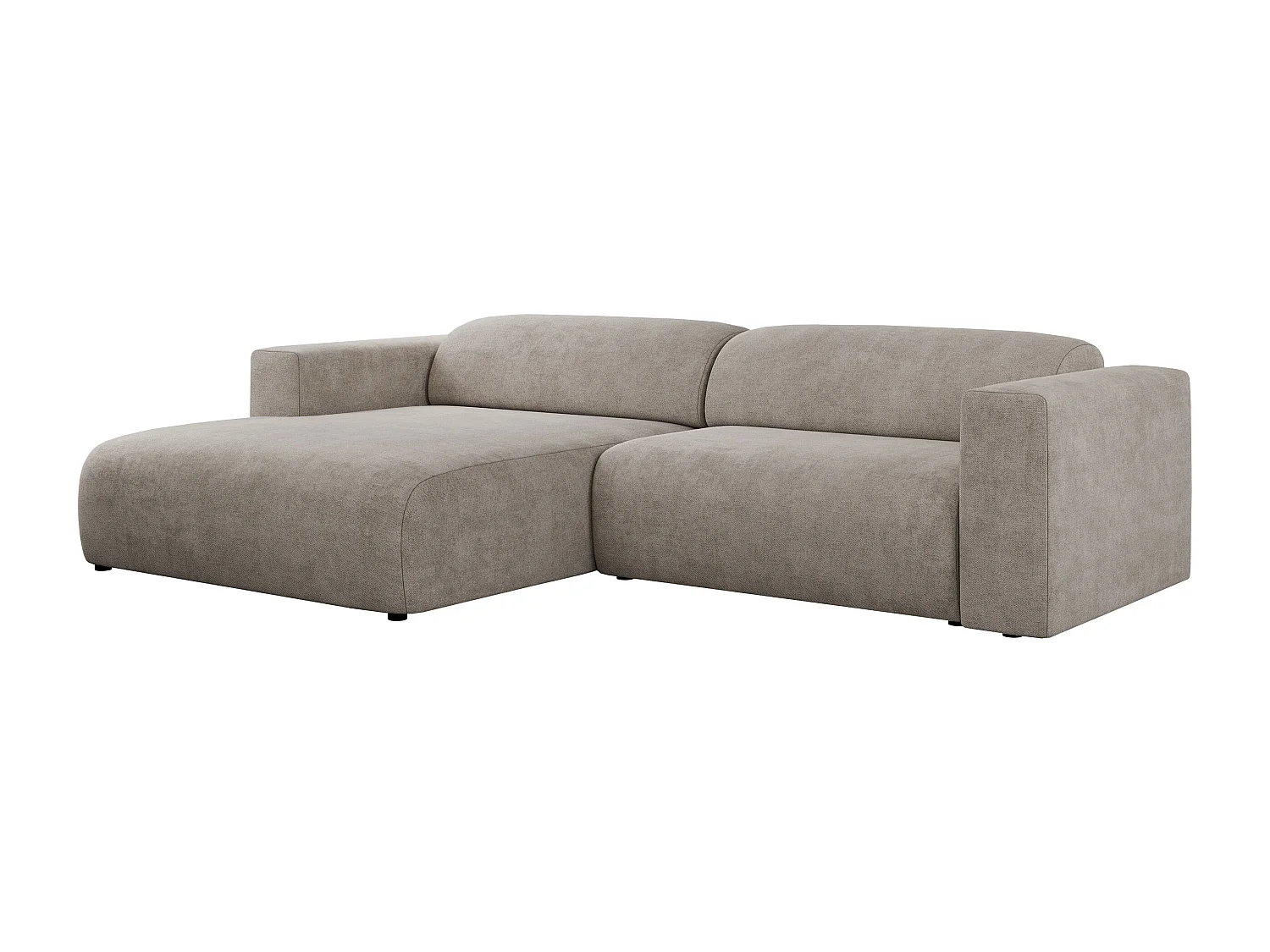 Ecksofa PASADENA - mit Armlehnen, Wohnlandschaft, freistehendes Sofa, große Ecke - Beige Stukture - Ecke Links