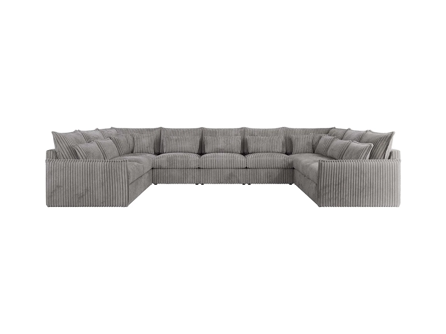 Ecksofa VERSO U9M - XXL Wohnlandschaft Ecke, modulare, Armlehnen und lose Kissen - Hellgrau Cord