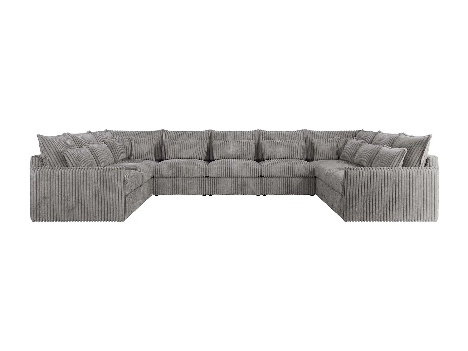 Ecksofa VERSO U9M - XXL Wohnlandschaft Ecke, modulare, Armlehnen und lose Kissen - Hellgrau Cord