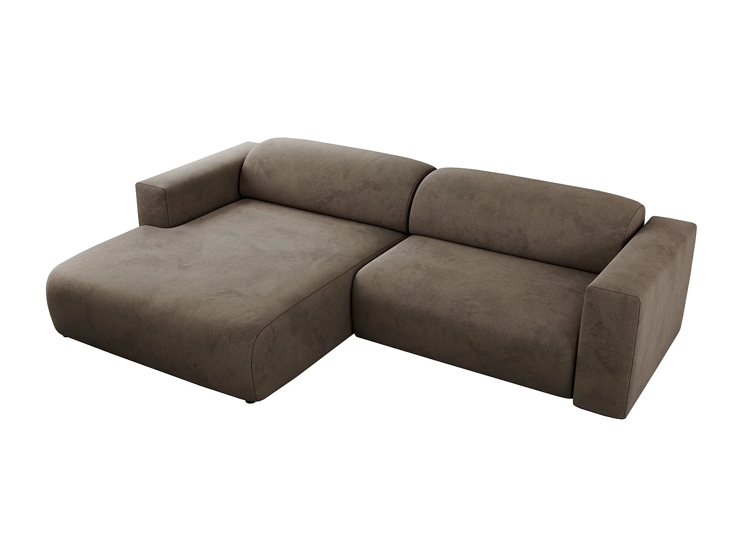Ecksofa PASADENA - mit Armlehnen, Wohnlandschaft, freistehendes Sofa, große Ecke - Braun Velvet - Ecke Links