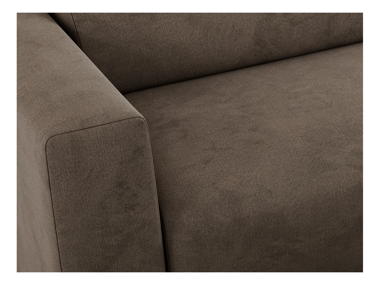 Ecksofa PASADENA - mit Armlehnen, Wohnlandschaft, freistehendes Sofa, große Ecke - Braun Velvet - Ecke Links