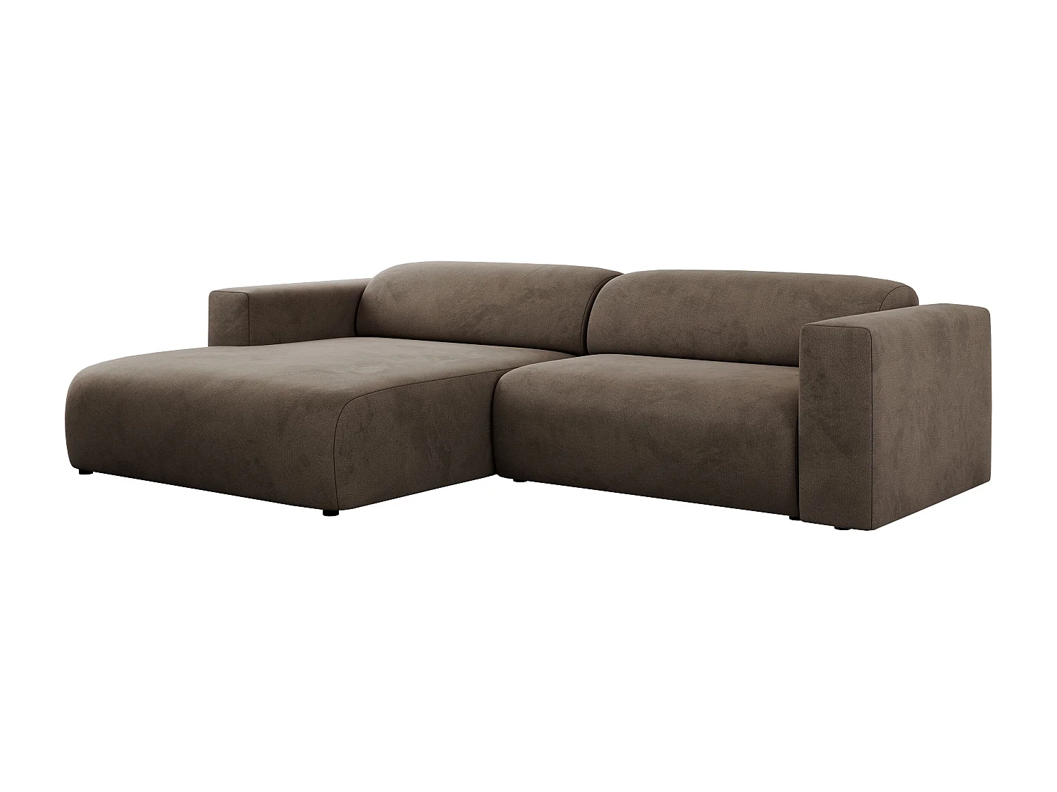 Ecksofa PASADENA - mit Armlehnen, Wohnlandschaft, freistehendes Sofa, große Ecke - Braun Velvet - Ecke Links