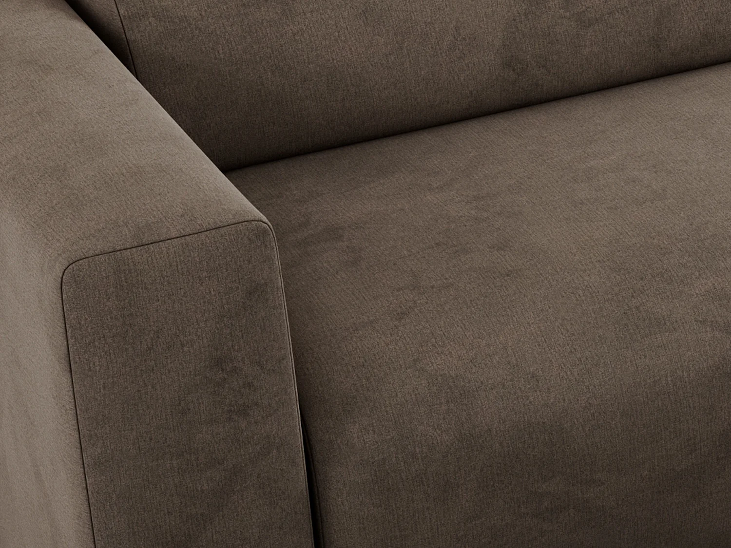 Ecksofa PASADENA - mit Armlehnen, Wohnlandschaft, freistehendes Sofa, große Ecke - Braun Velvet - Ecke Links