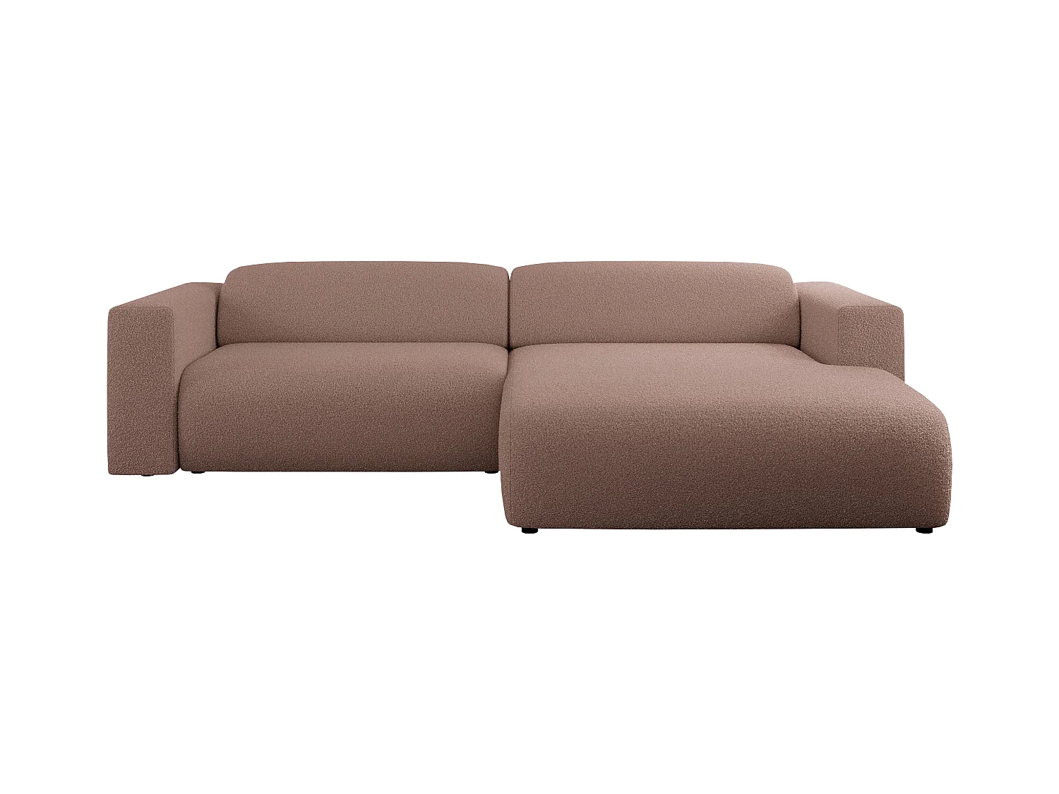 Ecksofa PASADENA - mit Armlehnen, Wohnlandschaft, freistehendes Sofa, große Ecke - Rosa Boucle - Ecke Rechts