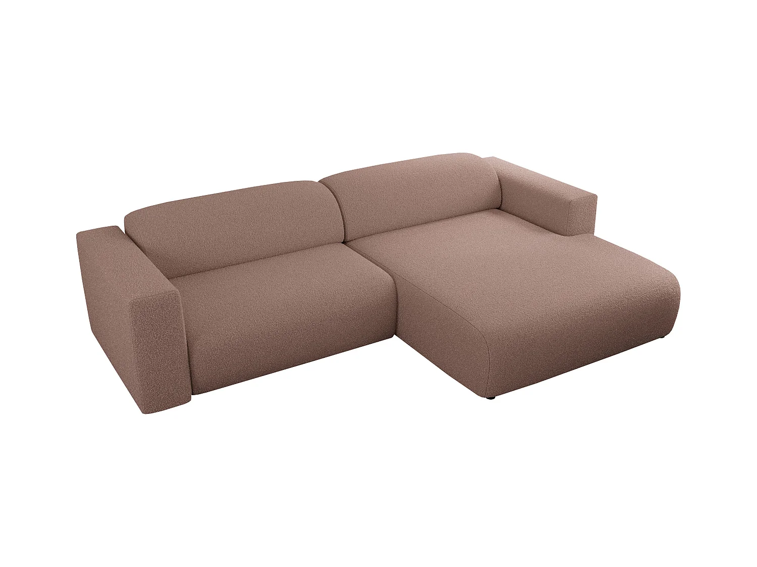 Ecksofa PASADENA - mit Armlehnen, Wohnlandschaft, freistehendes Sofa, große Ecke - Rosa Boucle - Ecke Rechts