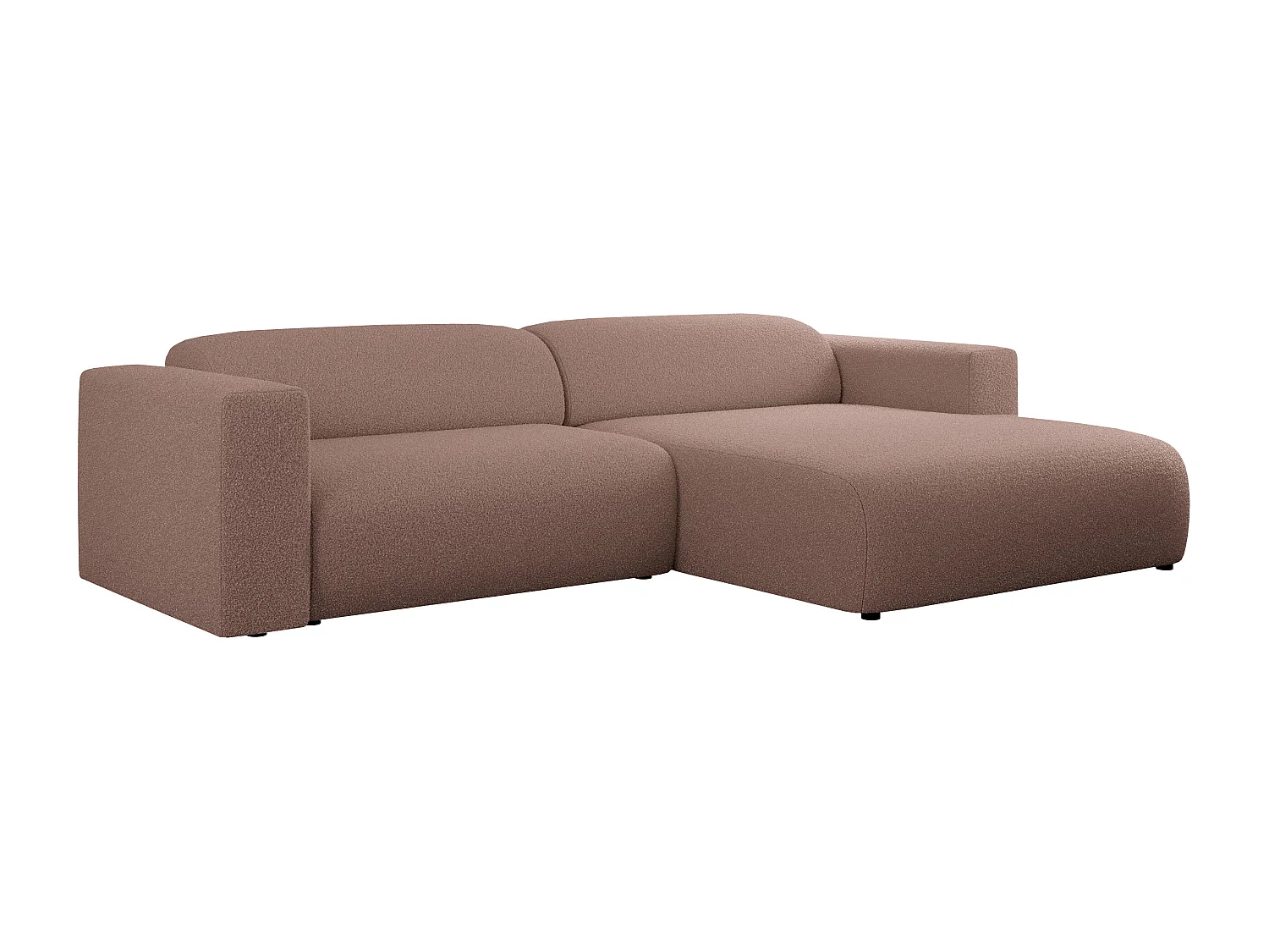 Ecksofa PASADENA - mit Armlehnen, Wohnlandschaft, freistehendes Sofa, große Ecke - Rosa Boucle - Ecke Rechts