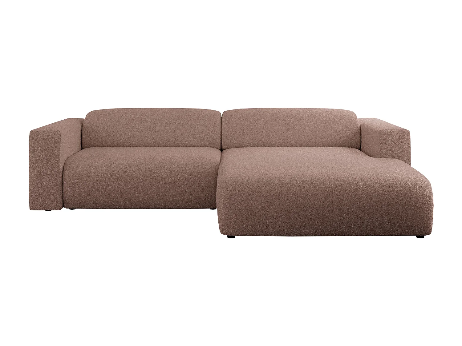Ecksofa PASADENA - mit Armlehnen, Wohnlandschaft, freistehendes Sofa, große Ecke - Rosa Boucle - Ecke Rechts