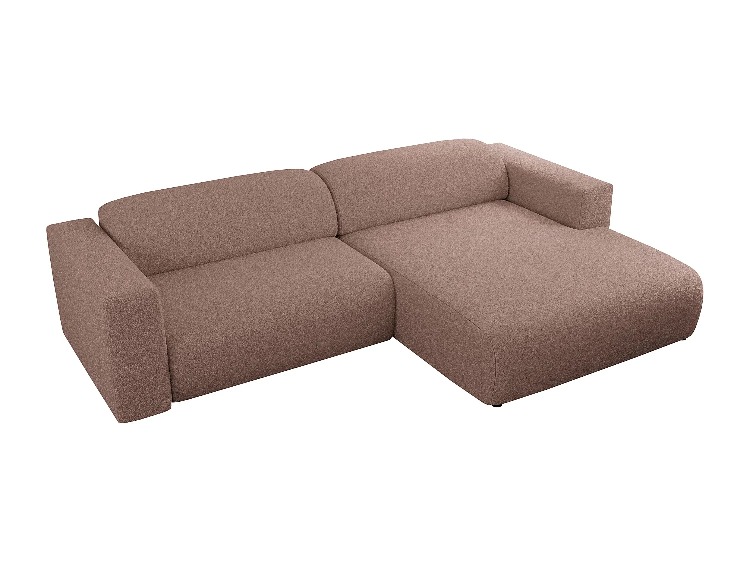 Ecksofa PASADENA - mit Armlehnen, Wohnlandschaft, freistehendes Sofa, große Ecke - Rosa Boucle - Ecke Rechts