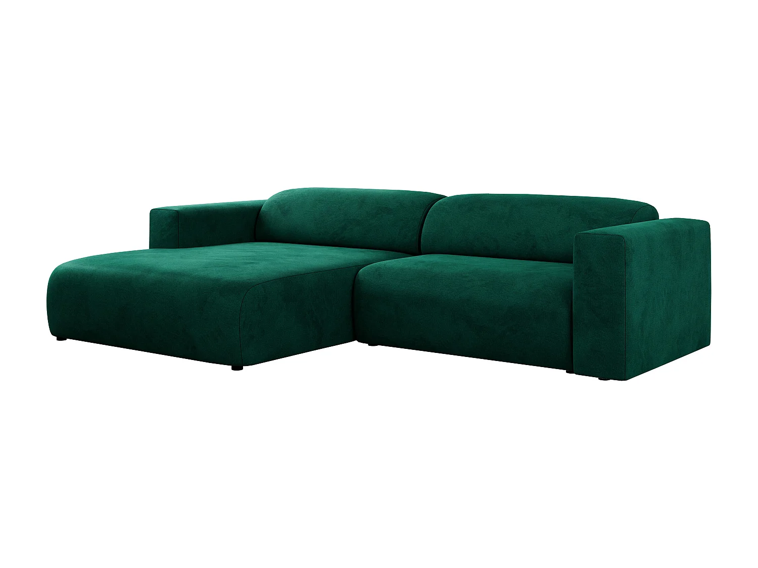 Ecksofa PASADENA - mit Armlehnen, Wohnlandschaft, freistehendes Sofa, große Ecke - Dunkelgrün Velvet - Ecke Links