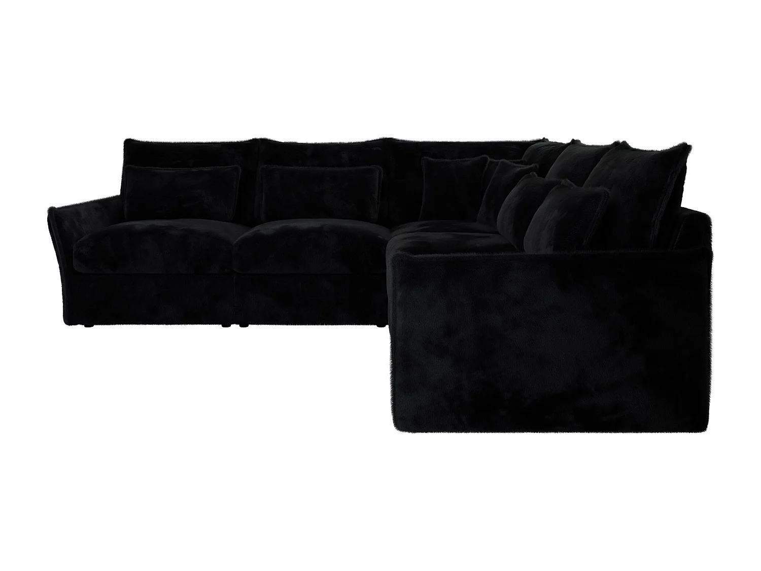 Ecksofa VERSO - modulare L-förmige Ecke, lose Kissen, Wohnlandschaft - Schwarz Plüsch