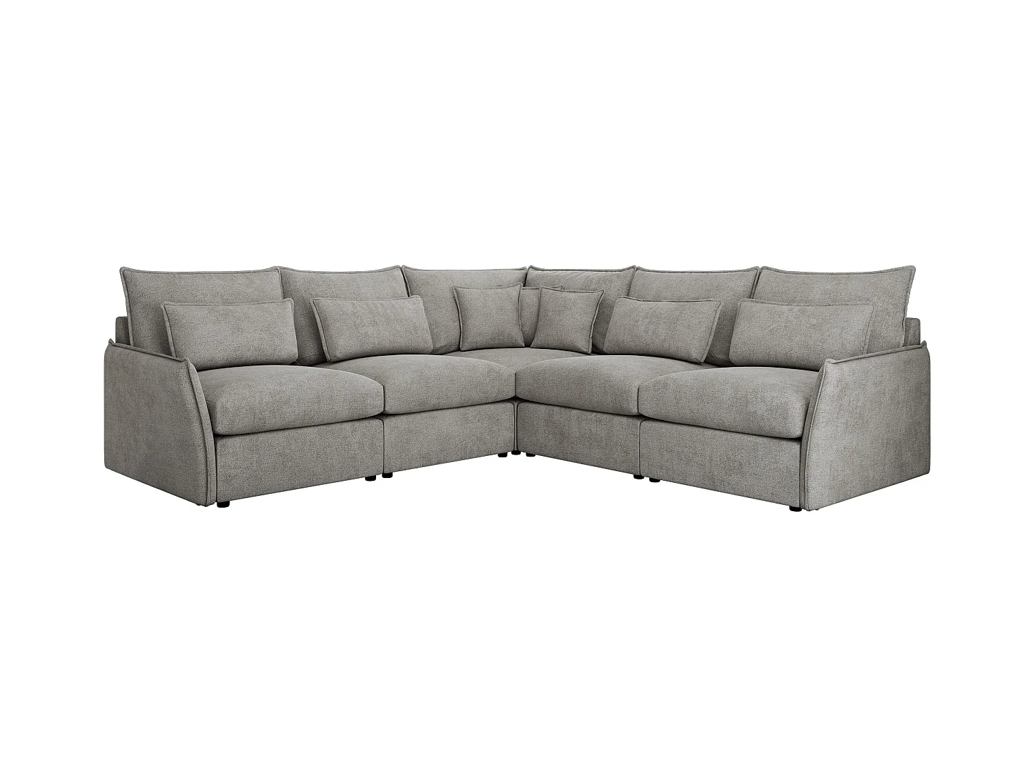 Ecksofa VERSO - modulare L-förmige Ecke, lose Kissen, Wohnlandschaft - Hellgrau Struktur