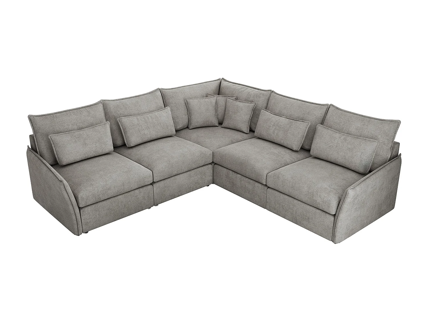 Ecksofa VERSO - modulare L-förmige Ecke, lose Kissen, Wohnlandschaft - Hellgrau Struktur