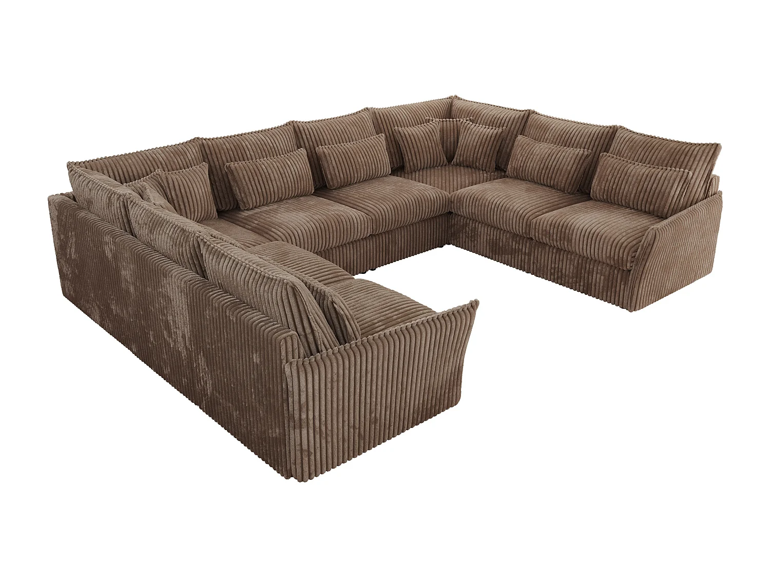 Ecksofa VERSO U8M - modulare U-förmige Ecke mit Armlehnen, Wohnlandschaft, Ecksofa XXL, lose Kissen - Braun Cord
