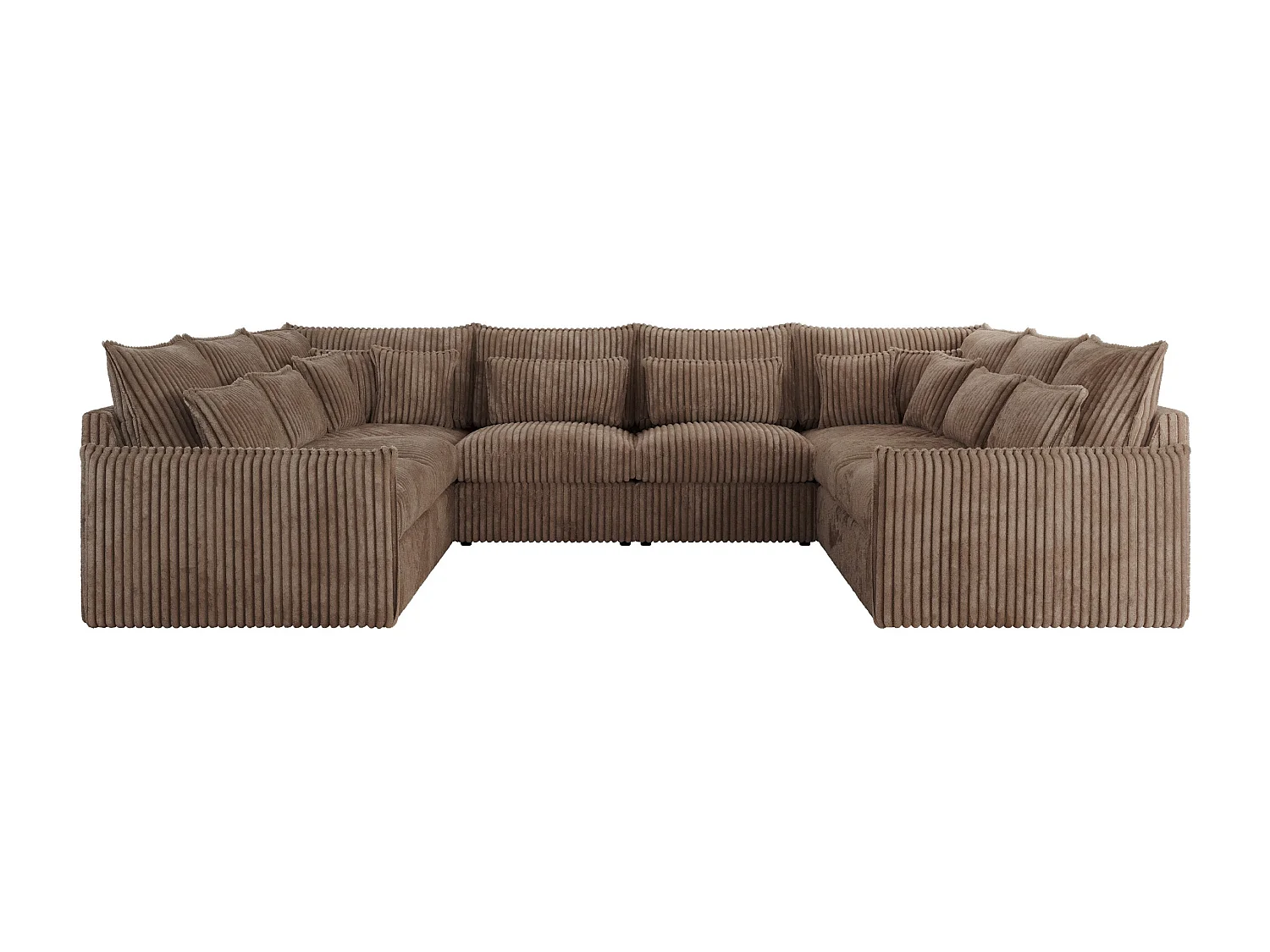Ecksofa VERSO U8M - modulare U-förmige Ecke mit Armlehnen, Wohnlandschaft, Ecksofa XXL, lose Kissen - Braun Cord