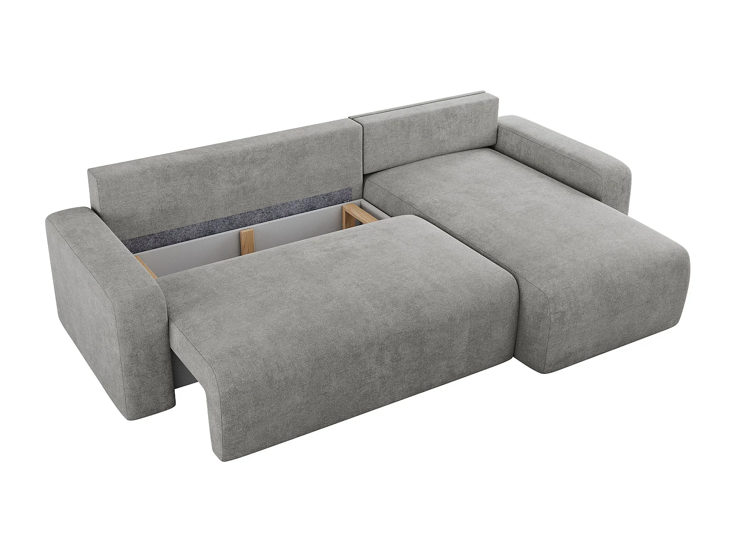 Ecksofa ARGOS - mit Schlaffunktion, Sofa mit armlehnen, Bettkasten, 3-Sitzer Sofa - Hellgrau Stukture
