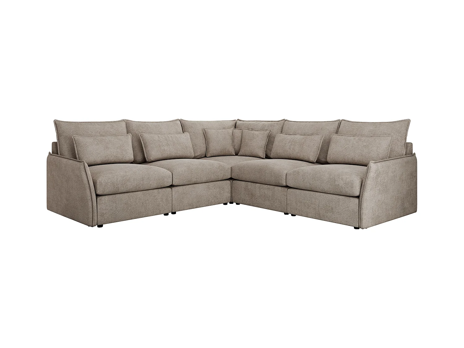 Ecksofa VERSO - modulare L-förmige Ecke, lose Kissen, Wohnlandschaft - Beige Struktur