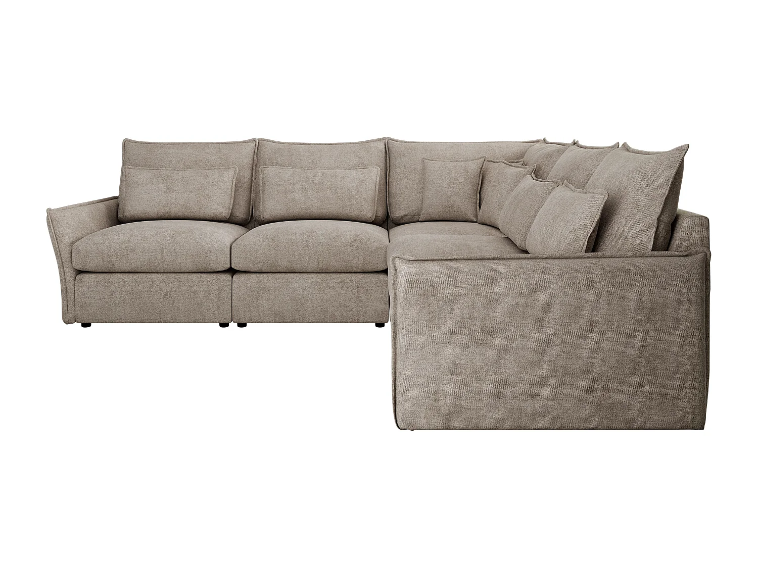 Ecksofa VERSO - modulare L-förmige Ecke, lose Kissen, Wohnlandschaft - Beige Struktur