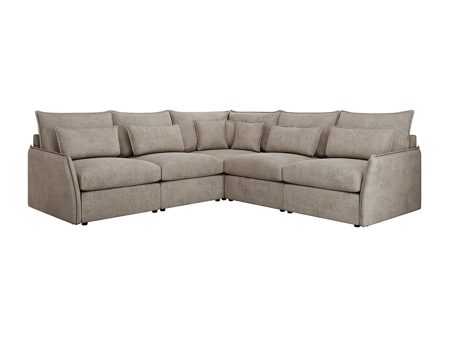 Ecksofa VERSO - modulare L-förmige Ecke, lose Kissen, Wohnlandschaft - Beige Struktur