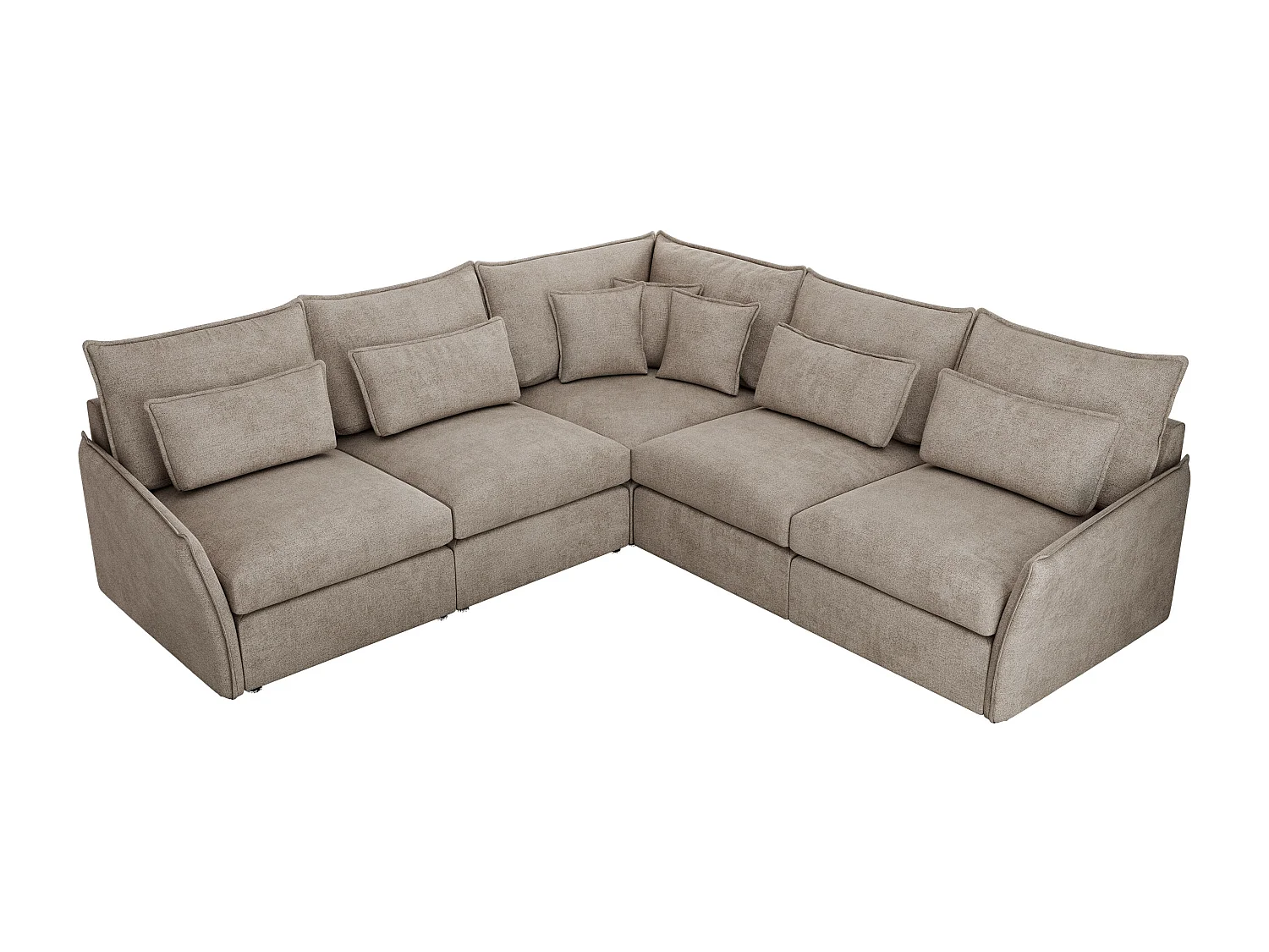 Ecksofa VERSO - modulare L-förmige Ecke, lose Kissen, Wohnlandschaft - Beige Struktur