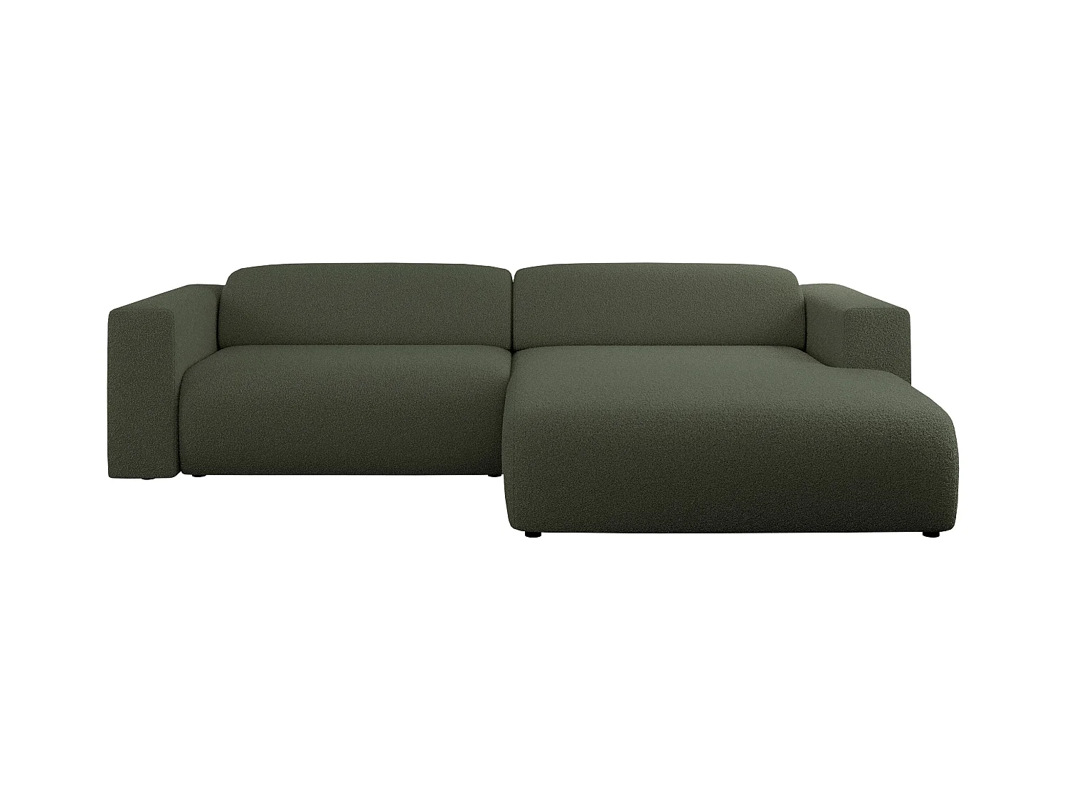 Ecksofa PASADENA - mit Armlehnen, Wohnlandschaft, freistehendes Sofa, große Ecke - Grün Boucle - Ecke Rechts