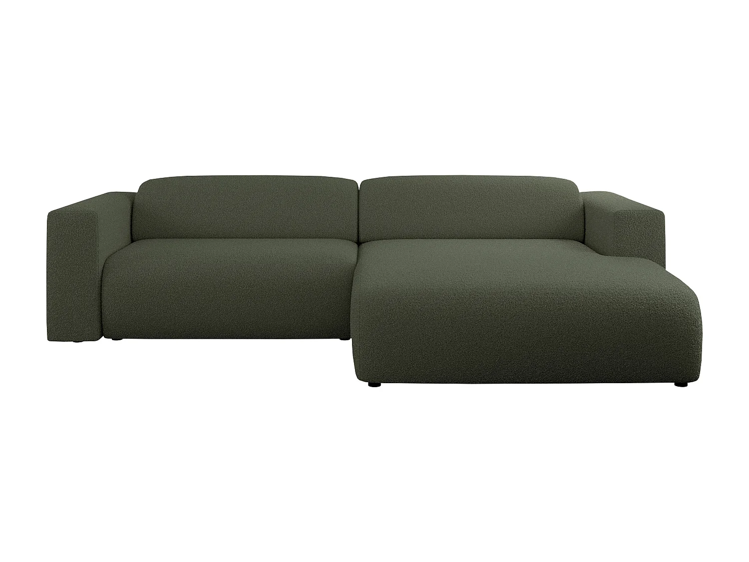 Ecksofa PASADENA - mit Armlehnen, Wohnlandschaft, freistehendes Sofa, große Ecke - Grün Boucle - Ecke Rechts