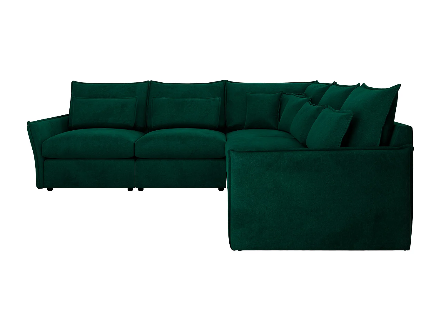 Ecksofa VERSO - modulare L-förmige Ecke, lose Kissen, Wohnlandschaft - Dunkelgrün Velvet