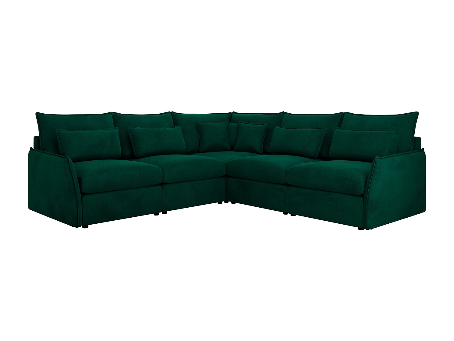 Ecksofa VERSO - modulare L-förmige Ecke, lose Kissen, Wohnlandschaft - Dunkelgrün Velvet