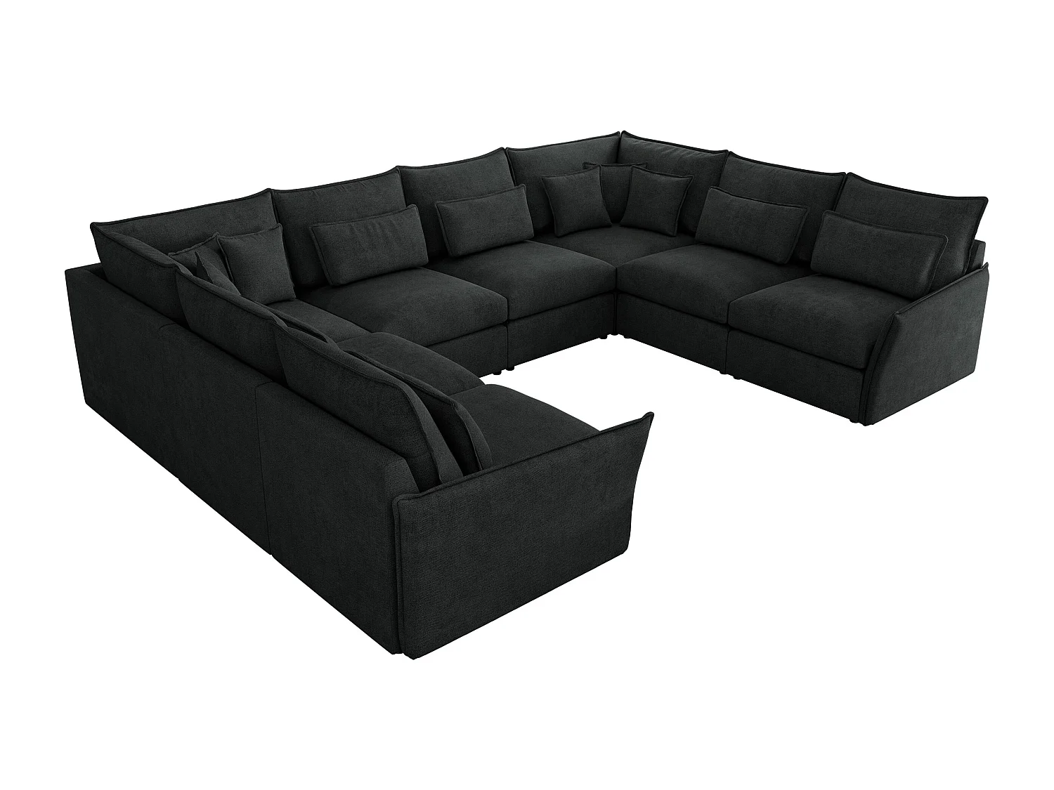 Ecksofa VERSO U8M - modulare U-förmige Ecke mit Armlehnen, Wohnlandschaft, Ecksofa XXL, lose Kissen - Dunkelgrau Struktur