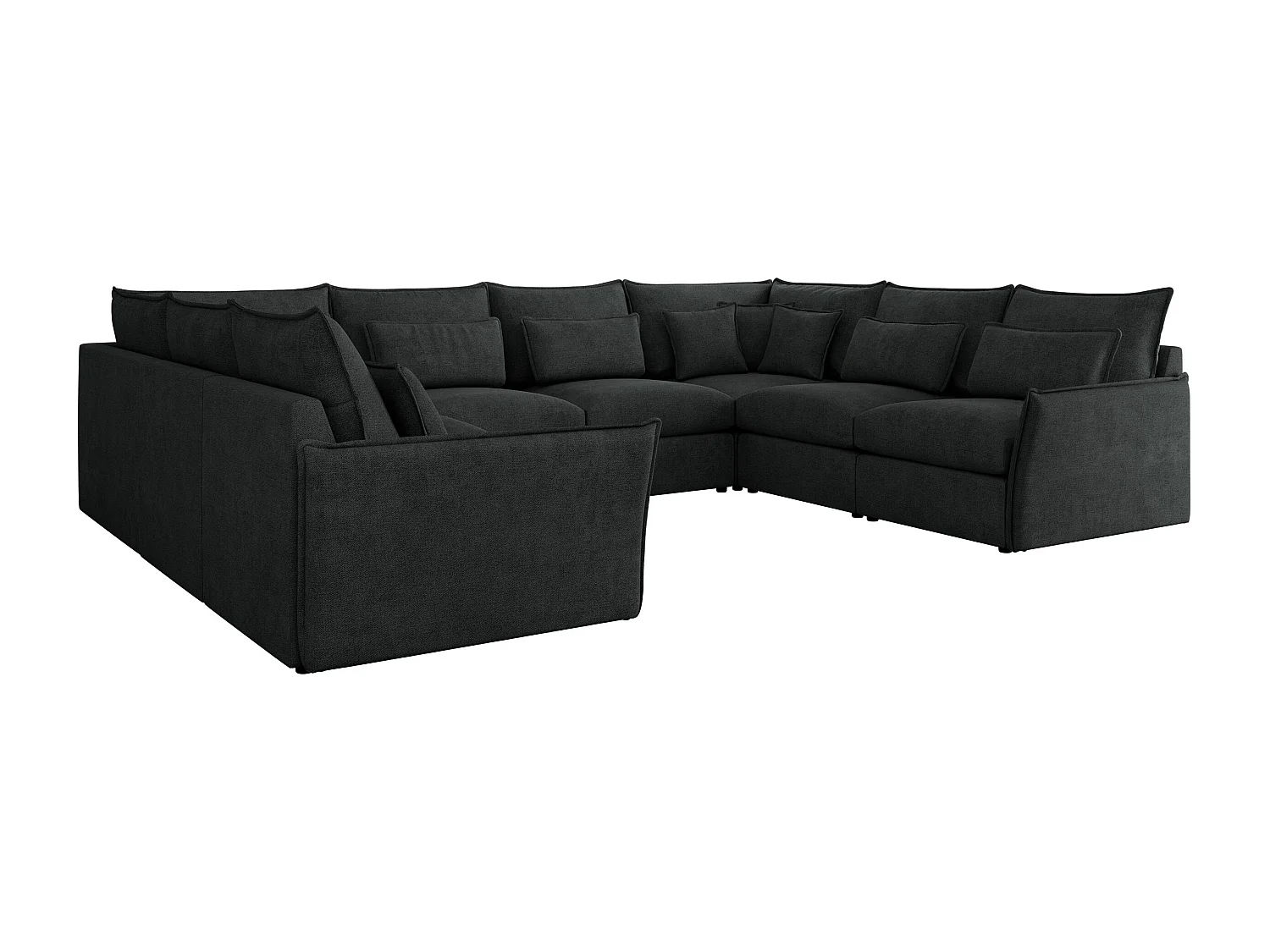 Ecksofa VERSO U8M - modulare U-förmige Ecke mit Armlehnen, Wohnlandschaft, Ecksofa XXL, lose Kissen - Dunkelgrau Struktur