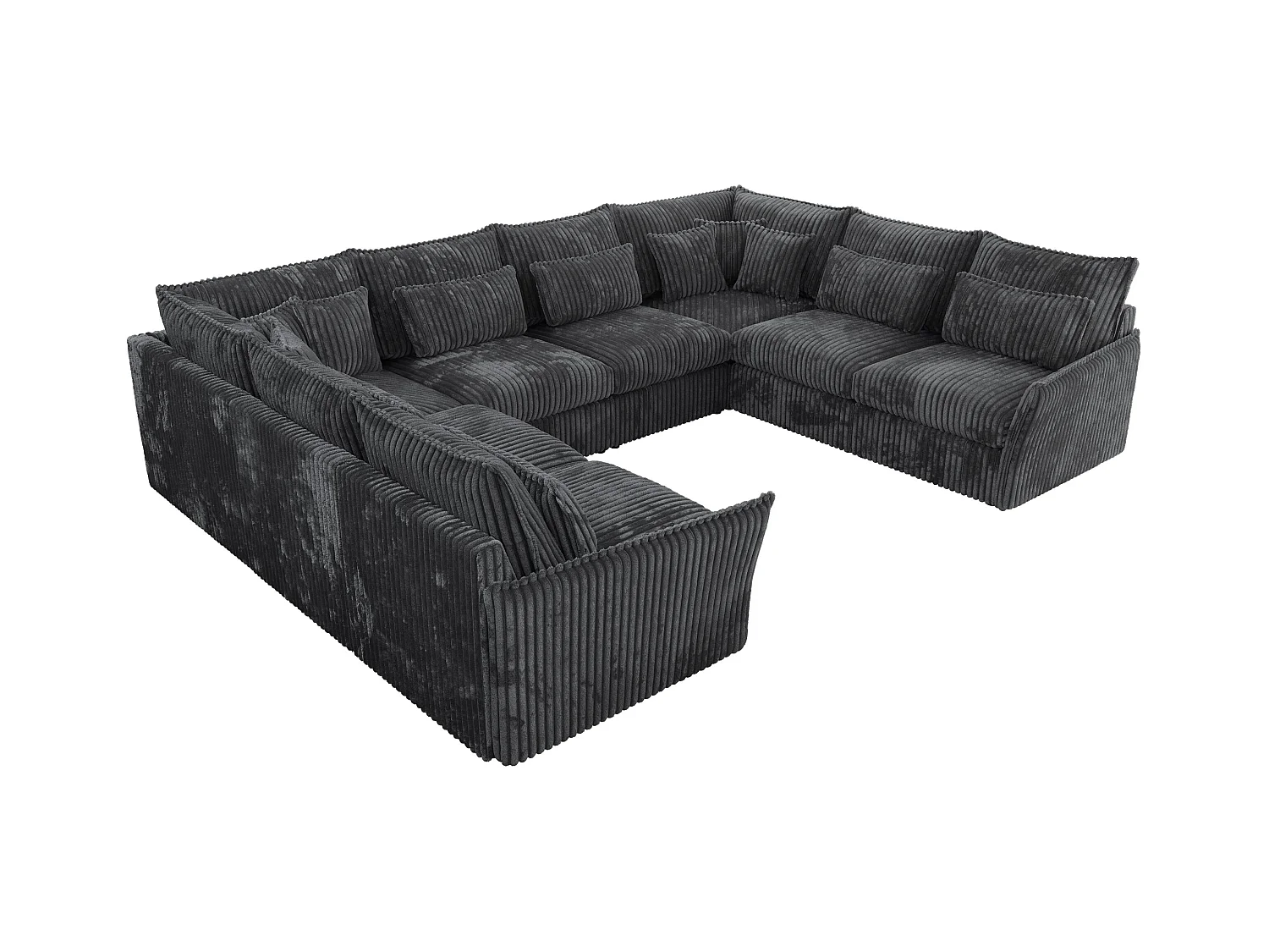 Ecksofa VERSO U8M - modulare U-förmige Ecke mit Armlehnen, Wohnlandschaft, Ecksofa XXL, lose Kissen - Dunkelgrau Cord