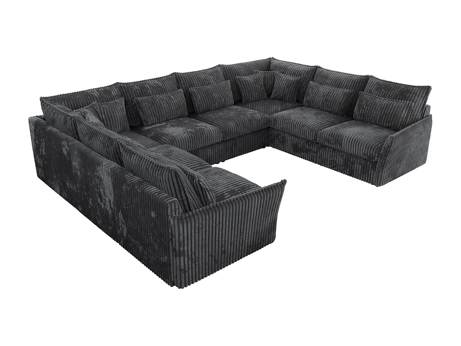 Ecksofa VERSO U8M - modulare U-förmige Ecke mit Armlehnen, Wohnlandschaft, Ecksofa XXL, lose Kissen - Dunkelgrau Cord