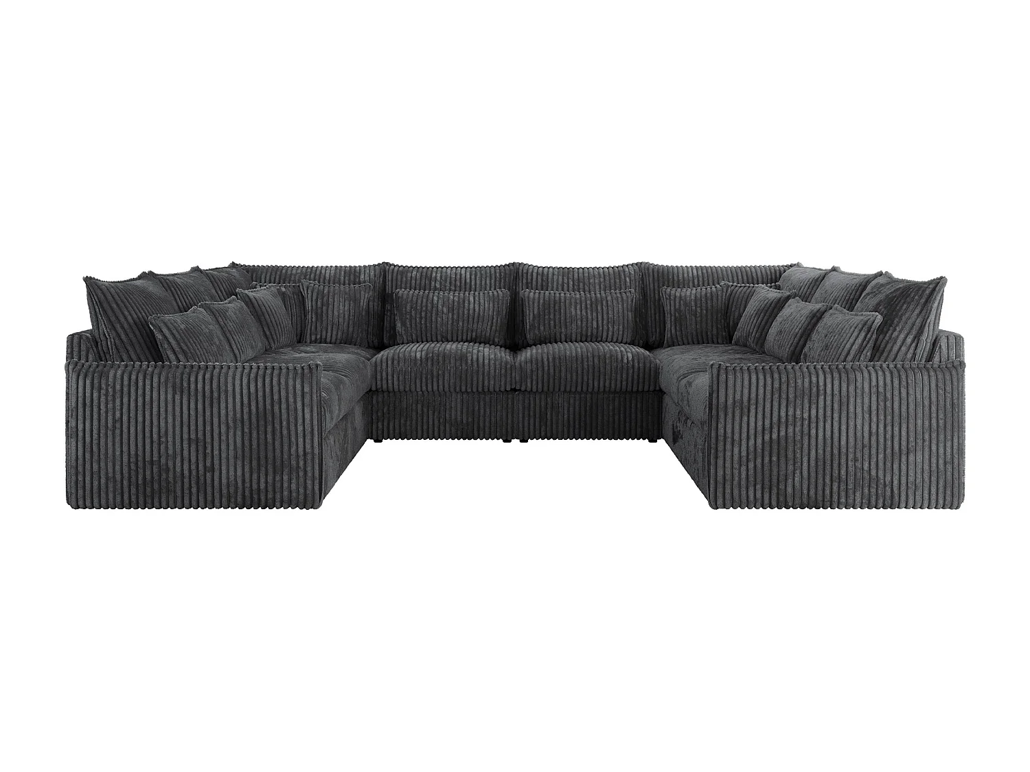 Ecksofa VERSO U8M - modulare U-förmige Ecke mit Armlehnen, Wohnlandschaft, Ecksofa XXL, lose Kissen - Dunkelgrau Cord