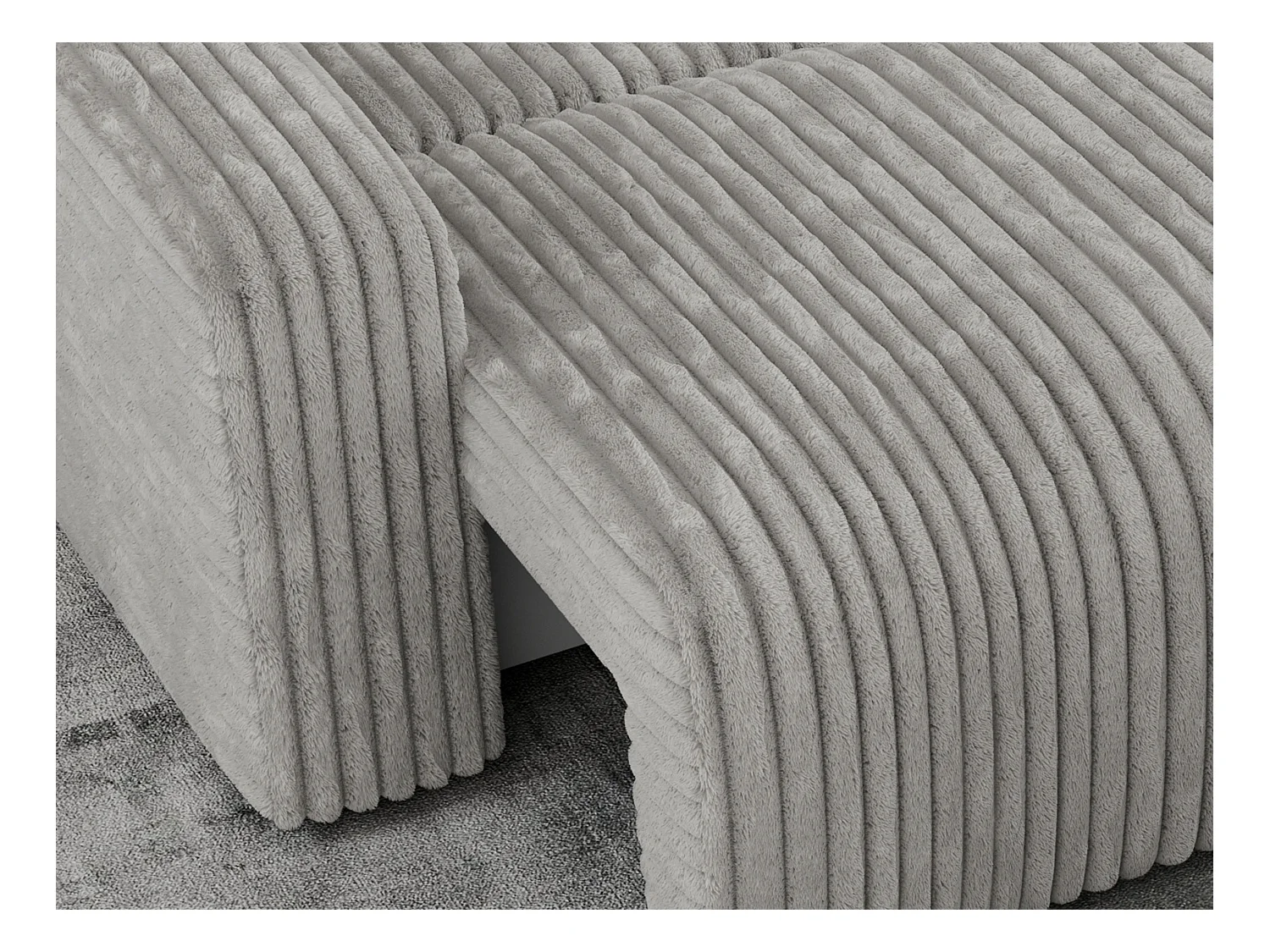 Ecksofa ARGOS - mit Schlaffunktion, Sofa mit armlehnen, Bettkasten, 3-Sitzer Sofa - Hellgrau Cord