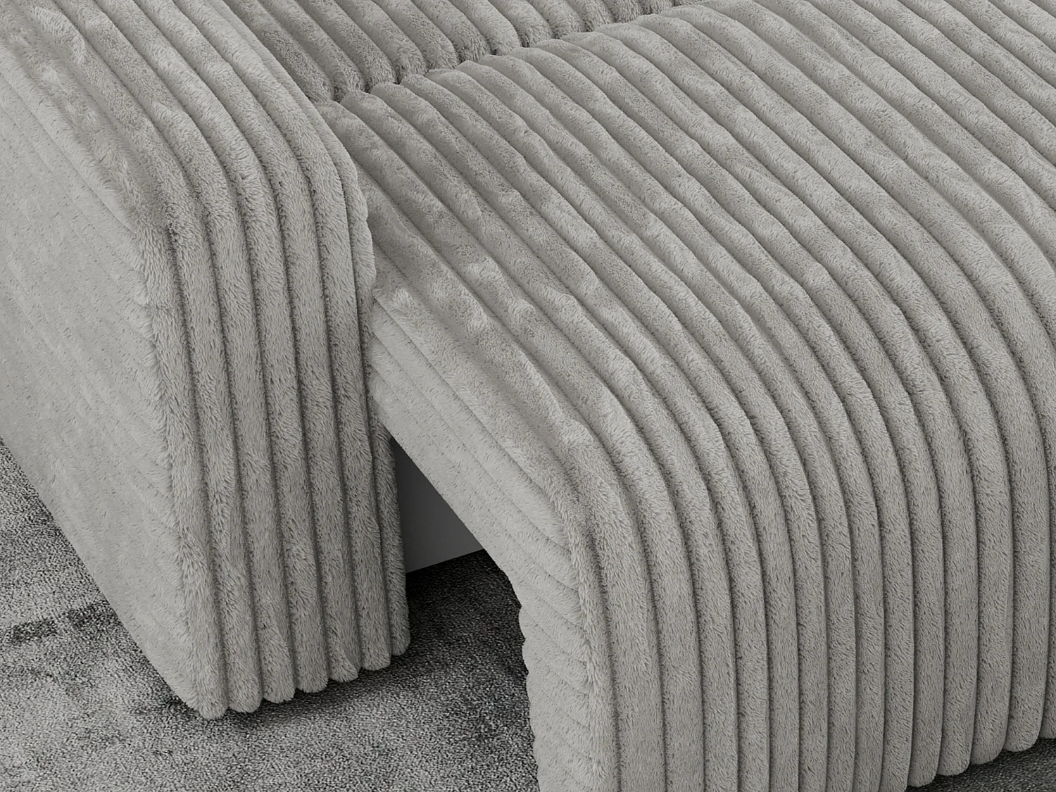 Ecksofa ARGOS - mit Schlaffunktion, Sofa mit armlehnen, Bettkasten, 3-Sitzer Sofa - Hellgrau Cord