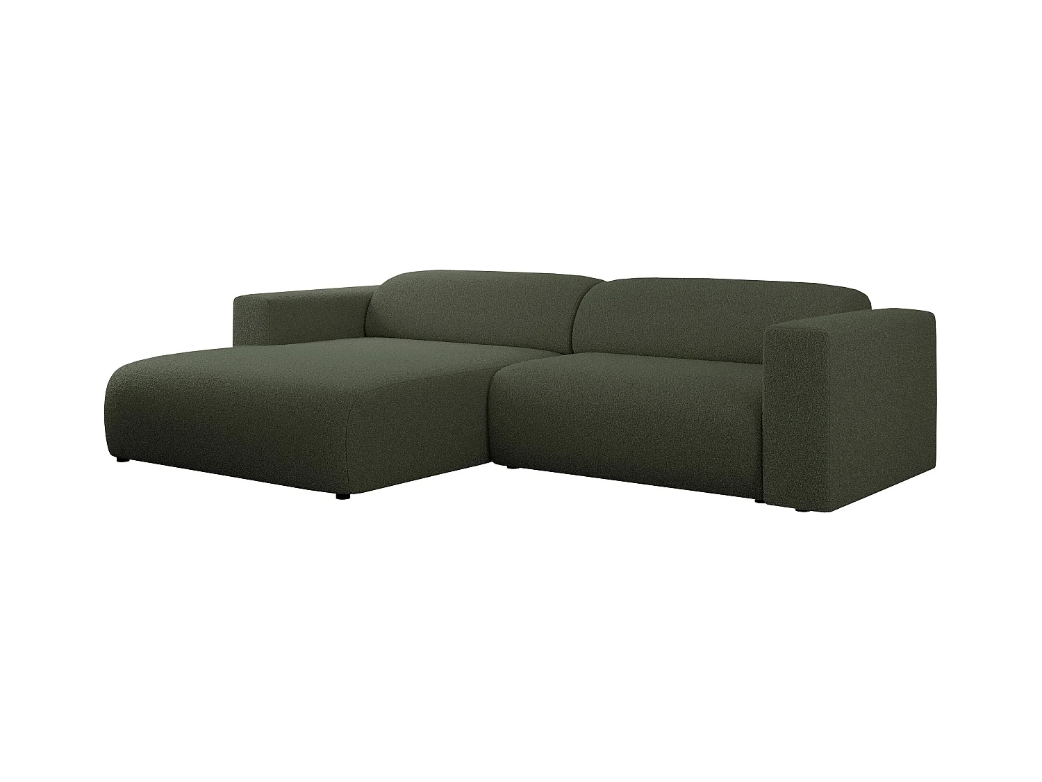 Ecksofa PASADENA - mit Armlehnen, Wohnlandschaft, freistehendes Sofa, große Ecke - Grün Boucle - Ecke Links