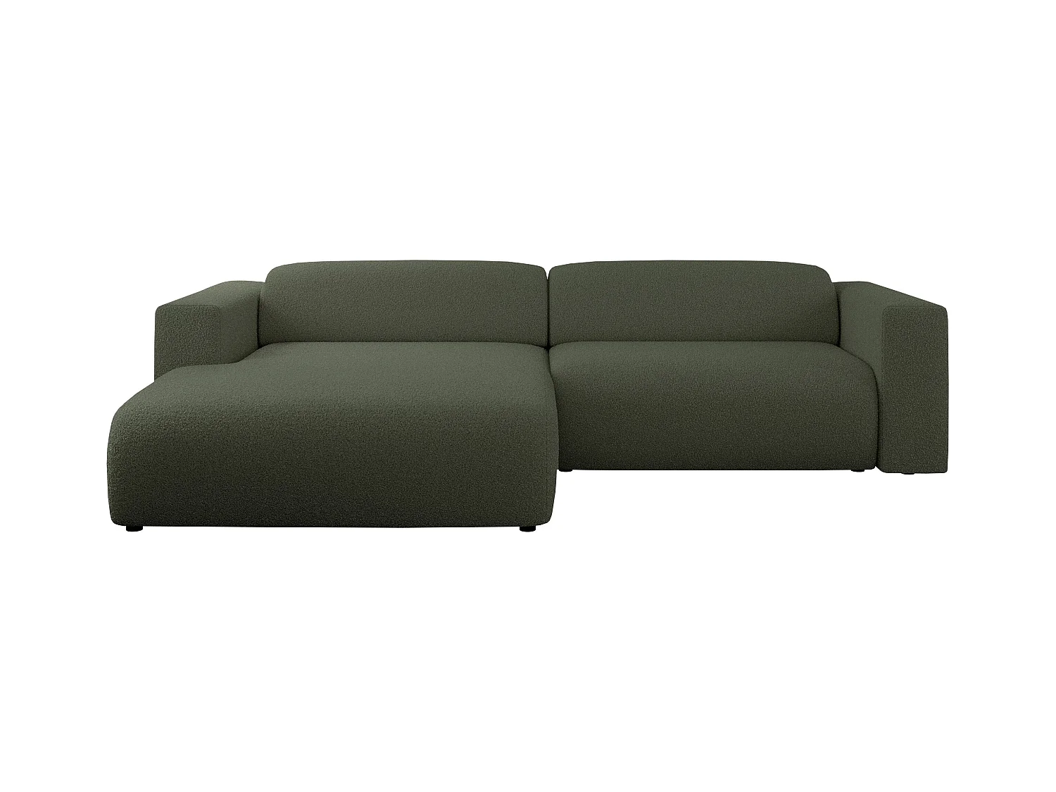 Ecksofa PASADENA - mit Armlehnen, Wohnlandschaft, freistehendes Sofa, große Ecke - Grün Boucle - Ecke Links