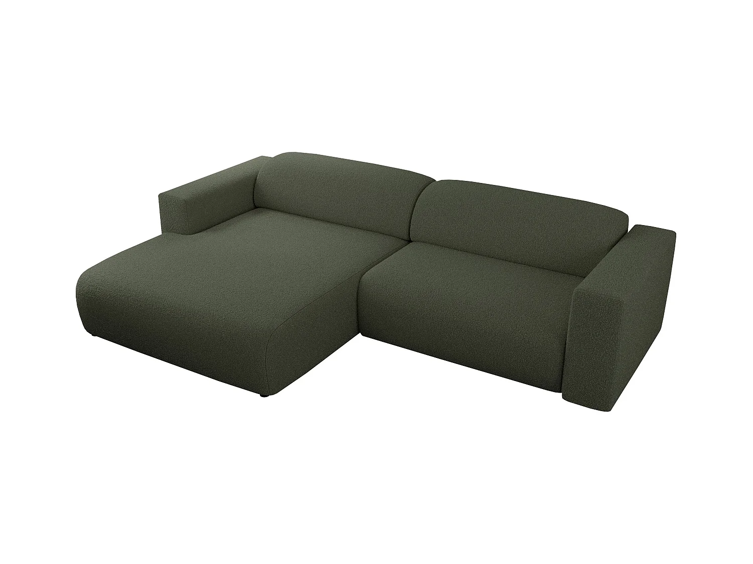 Ecksofa PASADENA - mit Armlehnen, Wohnlandschaft, freistehendes Sofa, große Ecke - Grün Boucle - Ecke Links