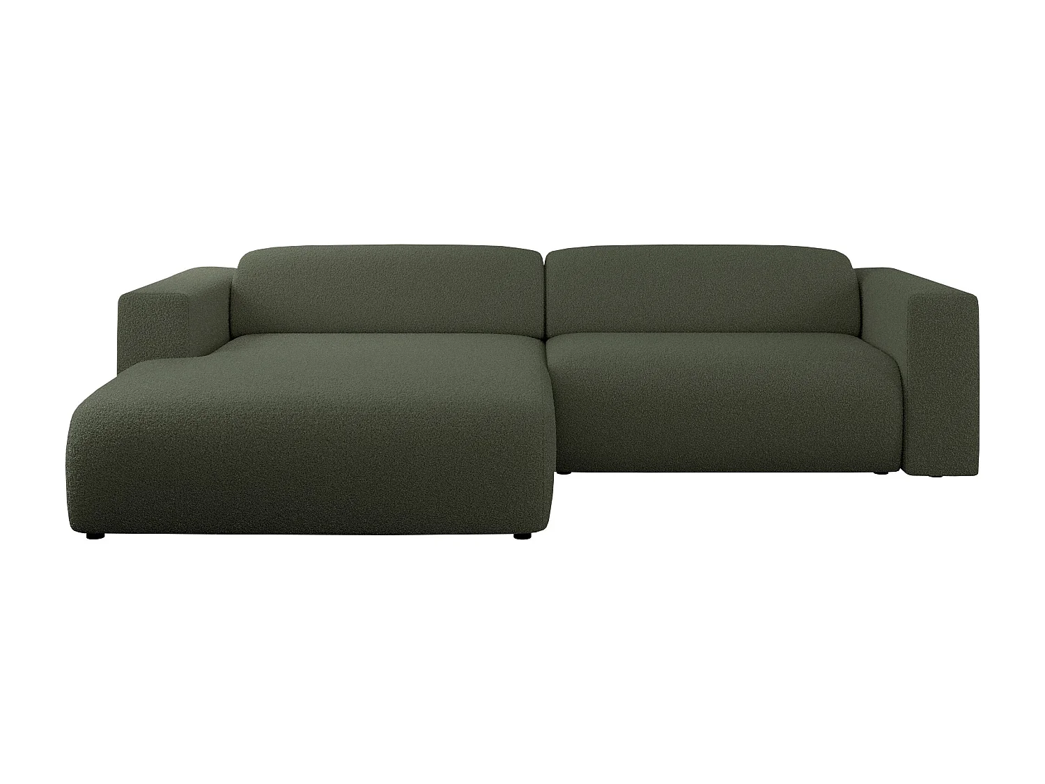 Ecksofa PASADENA - mit Armlehnen, Wohnlandschaft, freistehendes Sofa, große Ecke - Grün Boucle - Ecke Links