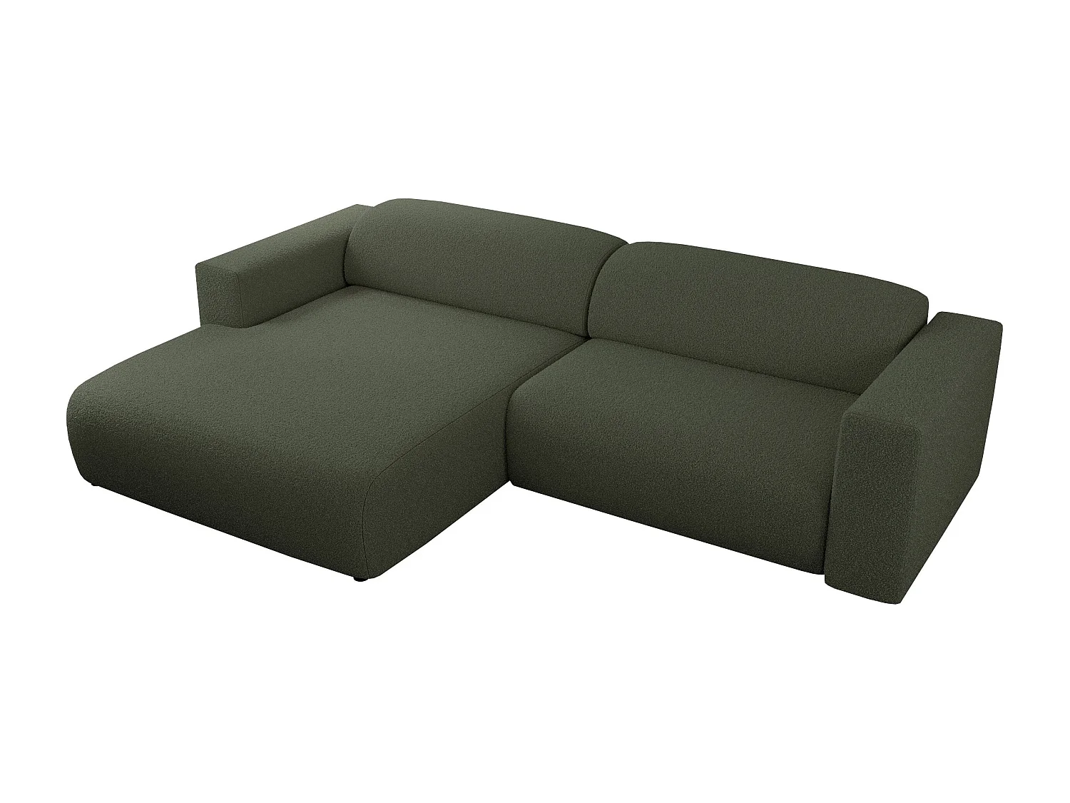 Ecksofa PASADENA - mit Armlehnen, Wohnlandschaft, freistehendes Sofa, große Ecke - Grün Boucle - Ecke Links