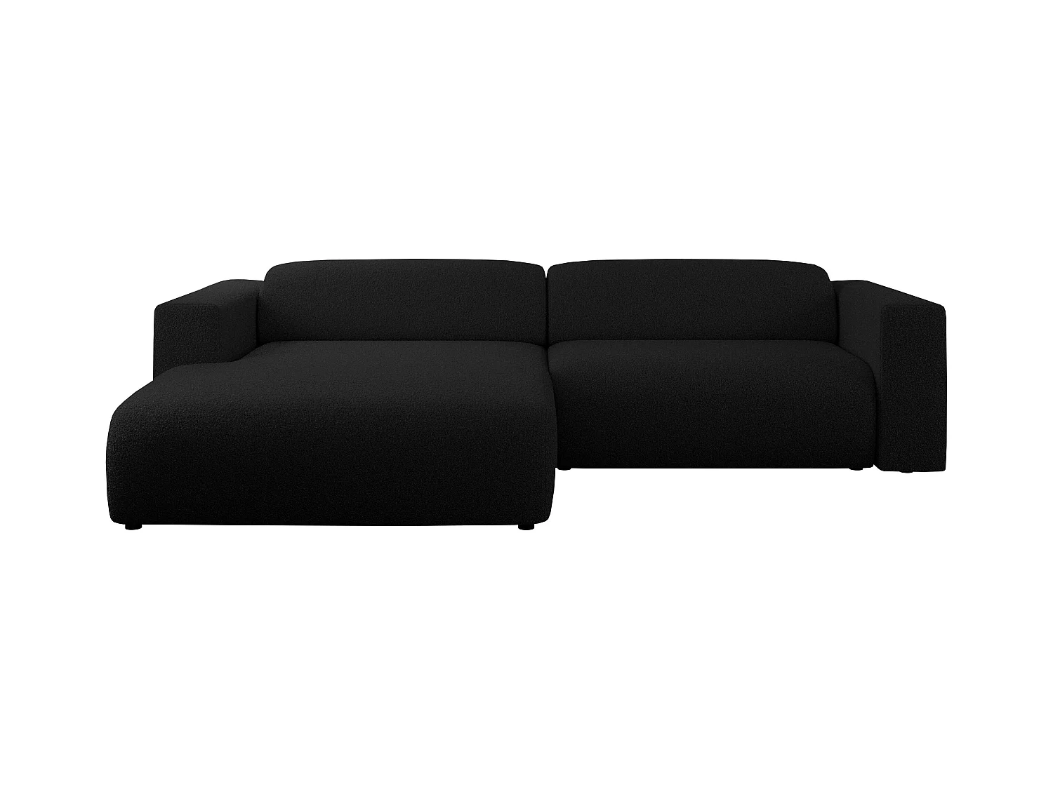 Ecksofa PASADENA - mit Armlehnen, Wohnlandschaft, freistehendes Sofa, große Ecke - Schwarz Boucle - Ecke Links