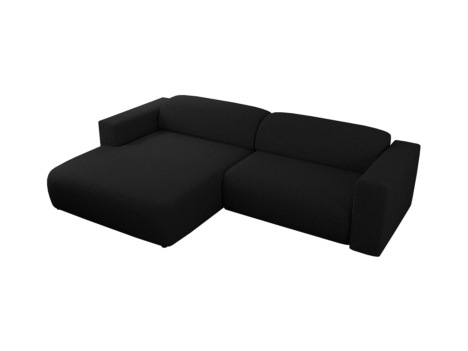 Ecksofa PASADENA - mit Armlehnen, Wohnlandschaft, freistehendes Sofa, große Ecke - Schwarz Boucle - Ecke Links